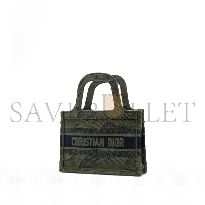 D*or canvas embroidered camouflage mini book tote green  (23*15*5.7cm)